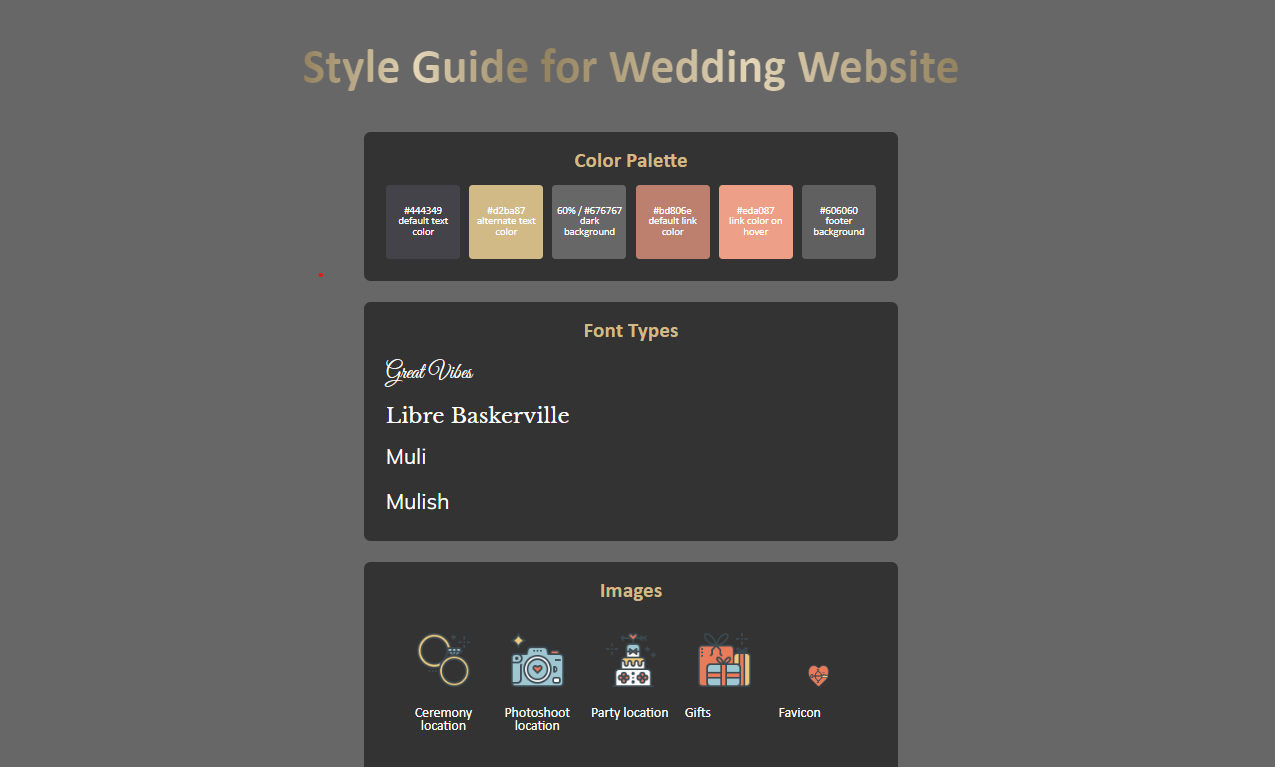 wedding website style guide